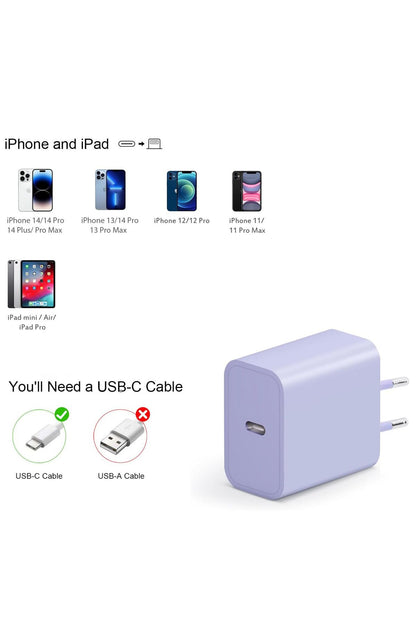 iPhone 11-12-13-14 Uyumlu Şarj Aleti HIZLI PD Şarj Cihazı Apple iPhone Pro Plus Pro Max 25W HIZLI - Görsel 4