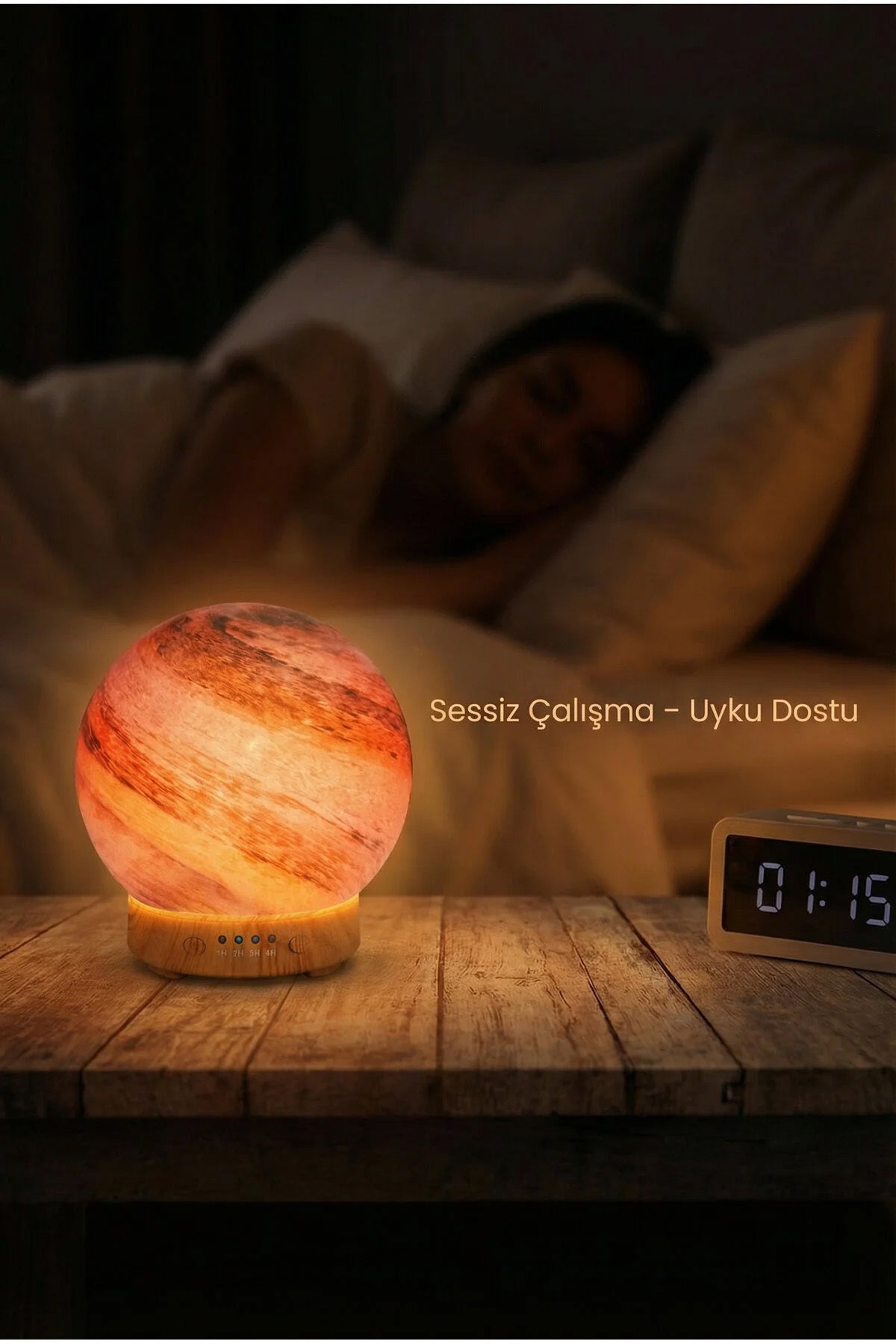 Hediyelik Dekoratif Cam Küre Gezegen Görünümlü Hava Nemlendirici Uzaktan Kumandalı Aroma Difüzörü Ul - Görsel 5