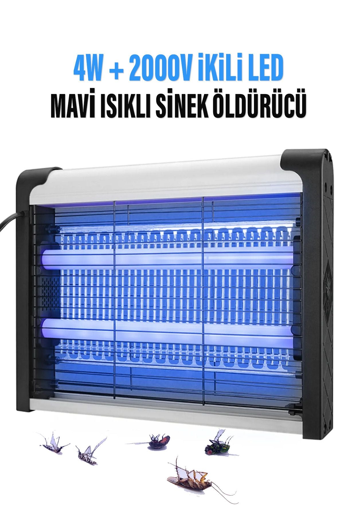 Elektrikli Uv Sivrisinek Yok Edici Sinek Öldürücü Mavi Işık 4W 2000V Iki Led Asılabilir Zincir Askı