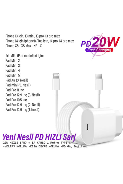 iPad Mini 5 Mini 4 Mini 3 - 2 Tablet Uyumlu 20W HIZLI Şarj Aleti Adaptörü 20W Ligtning Şarj Kablosu - Görsel 2