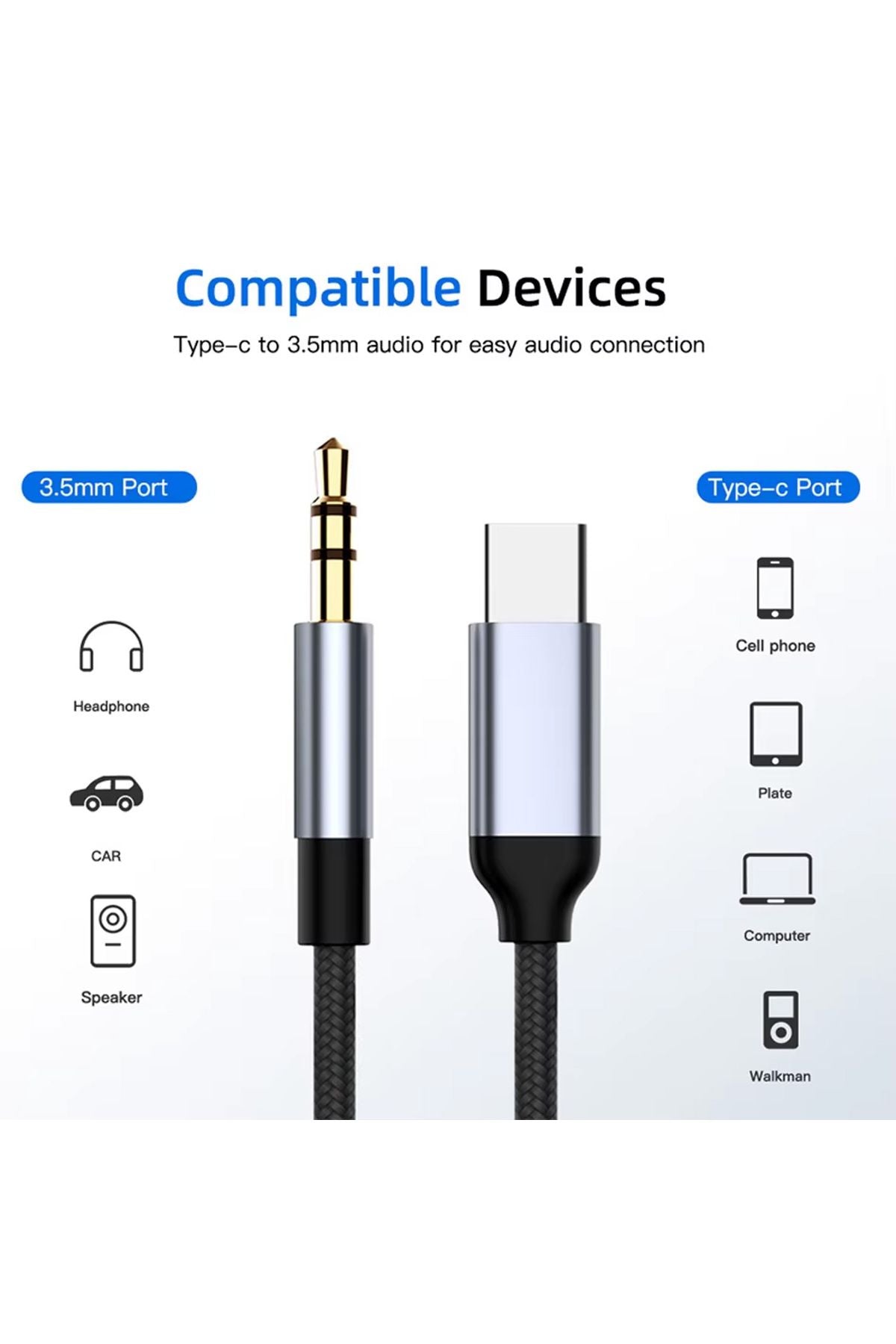 İpad 15-16 Plus Pro Pro Max Uyumlu Metal Başlık AUX Kablo Ses Dönüştürücüsü Hasır Type-C Çeviricisi - Görsel 4