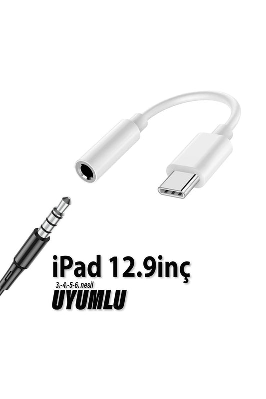 iPad 12.9 inç 3. 4. 5. 6. nesil Uyumlu Kulaklık Dönüştürücüsü Type-C Çevirici Aparat