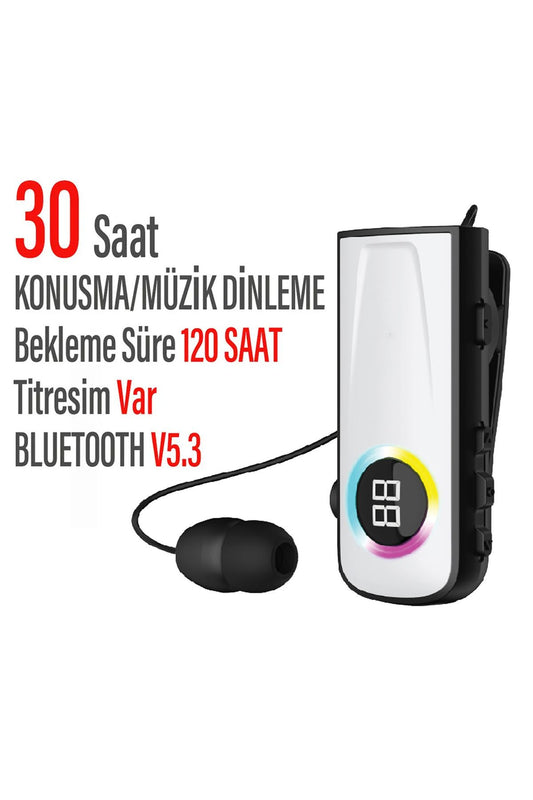 Motor Sürücüleri İçin Rüzgar Kesici Makaralı Bluetooth Kulaklık Titreşimli Yaka Mandallı 30 Saat