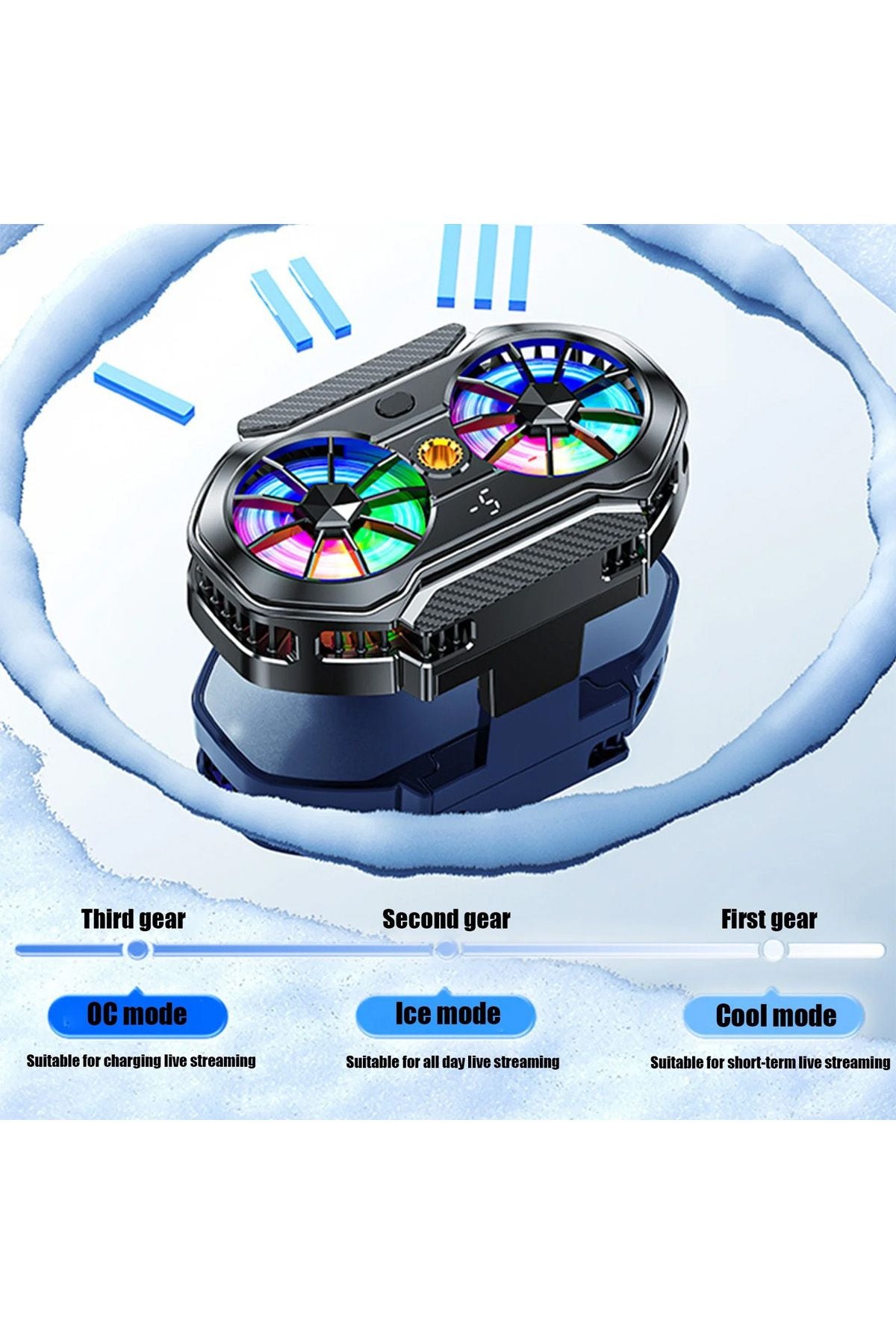 Çift Fanlı Gaming Telefon Hava Soğutma Fanı Derece Göstergeli Radyatör Sessiz Fan Telefon Soğutucu - Görsel 5