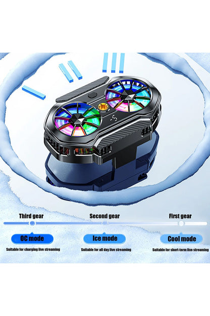 Çift Fanlı Gaming Telefon Hava Soğutma Fanı Derece Göstergeli Radyatör Sessiz Fan Telefon Soğutucu - Görsel 5