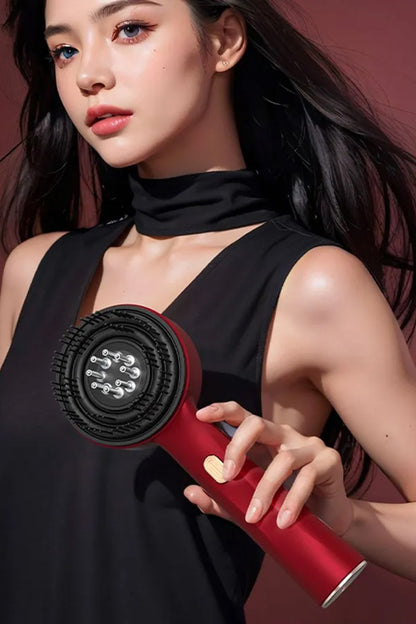 Saç Bakım Masaj Tarağı Şarjlı Yağ Aplikatörlü Saç Derisi Masaj Fırçası Kırmızı Işık Terapisi - Görsel 5