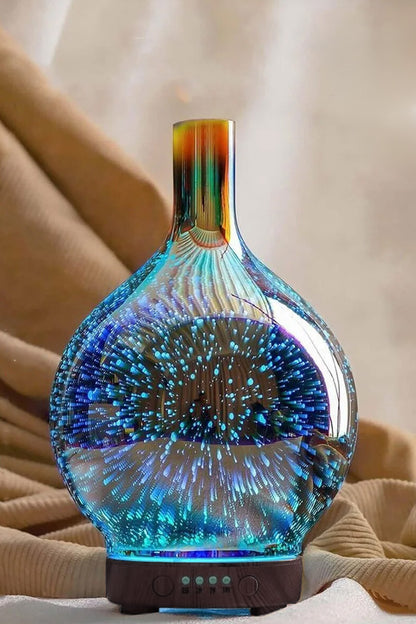 Aroma Terapi Oda Hava Nemlendirici Renkli Galaxy 3D Cam Buhar Makinesi Çok Renkli Led Işıklı