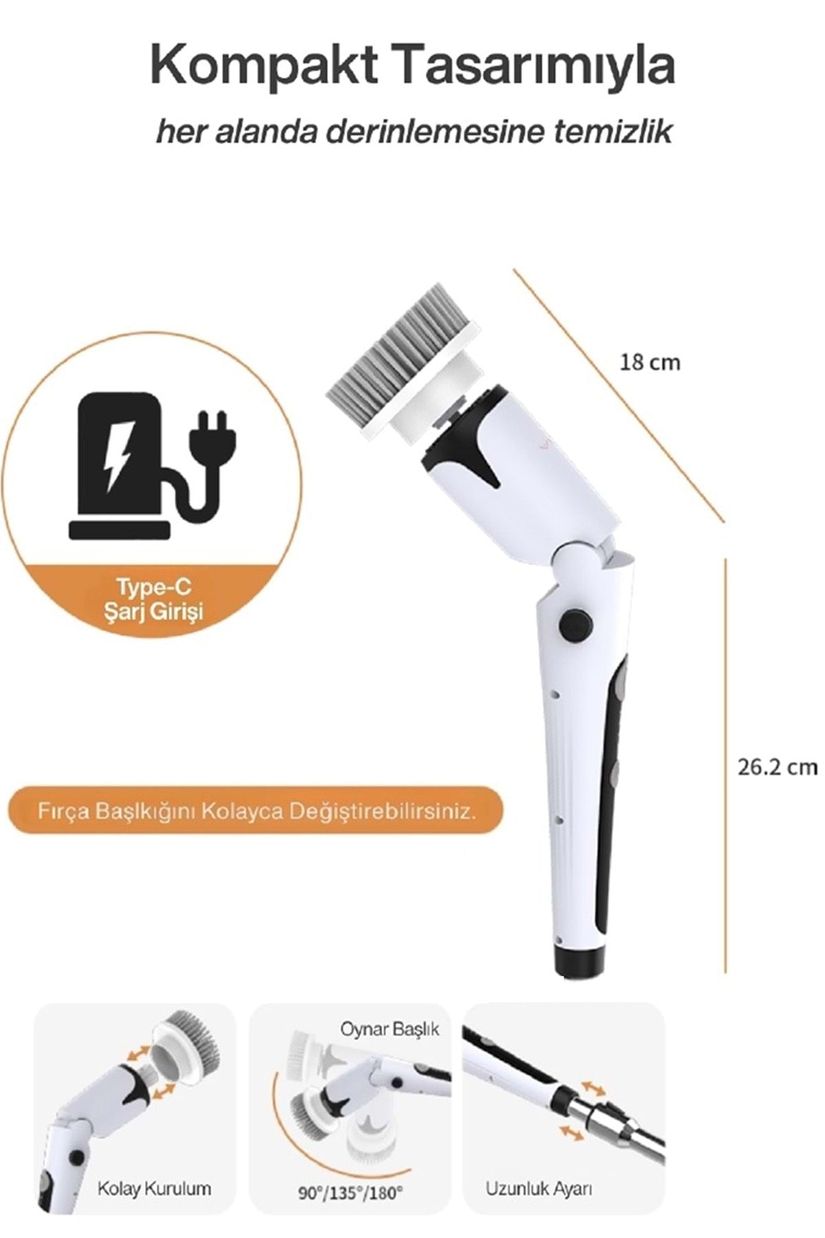 Kablosuz Şarjlı Temizlik Fırçası 11 Farklı Başlıklı Temizleme Fırçası Seti Ev Araç Banyo Mutfak İçin - Görsel 7