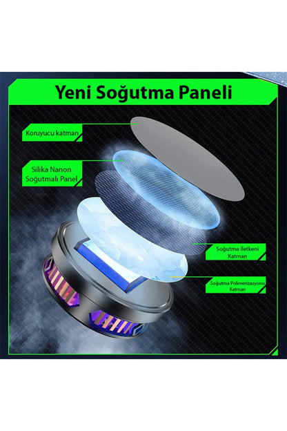 Manyetik Gaming Cep Telefon Hava Soğutma Fanı Metal Radyatör Soğutucu İos Android Pubg Gaming Uyumlu - Görsel 7