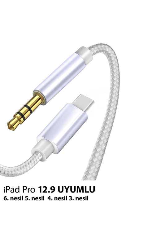 iPad Pro 12.9inç 6.nesil 5.nesil 4.nesil 3.nesil uyumlu AUX Kablo Ses Dönüştürücü Type-C Çevirici