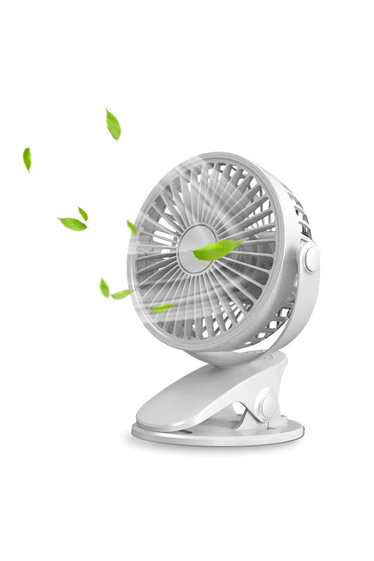 Masaüstü Şarjlı Mandallı 360° Dönen Mini Fan Vantilatör Şarjlı Klipsli Soğutucu 3 Kademe 8000 RPM