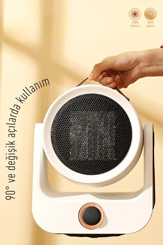 Masaüstü 1500W Fanlı Isıtıcı 90° Ayarlanabilir Başlıklı Kademeli Ev Tipi Elektrikli Isıtıcı Fan