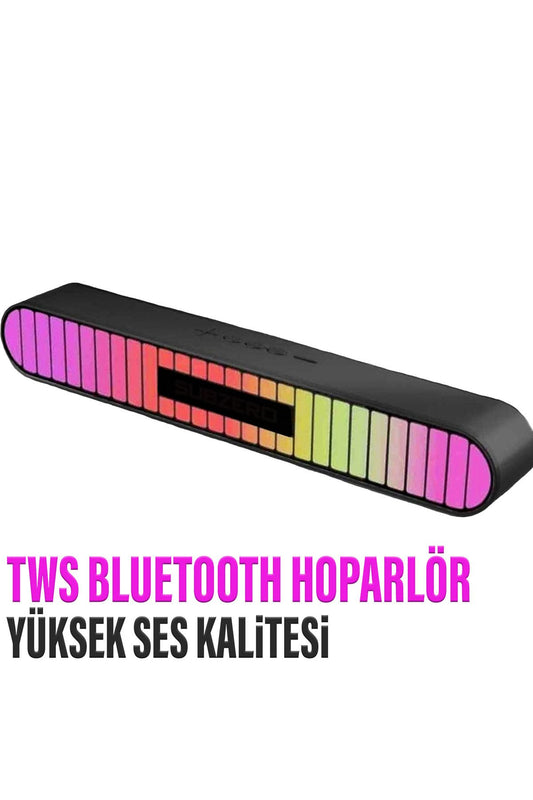 RGB Işıklı Bluetooth Hoparlör TWS Çift Hoparlör Bağlantı Speaker Kaliteli Ses Bombası 1800 mAh