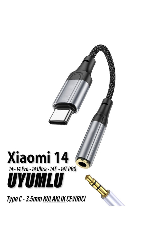 Xiaomi Mi 14 - 14T Pro - 14 Ultra - 14T Uyumlu Kulaklık Dönüştürcü Type C AUX Çevirici