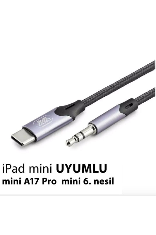 iPad Mini A17 Pro iPad mini 6.nesil Uyum Metal Başlık AUX Kablo Ses Dönüştürücü Hasır TypeC Çevirici