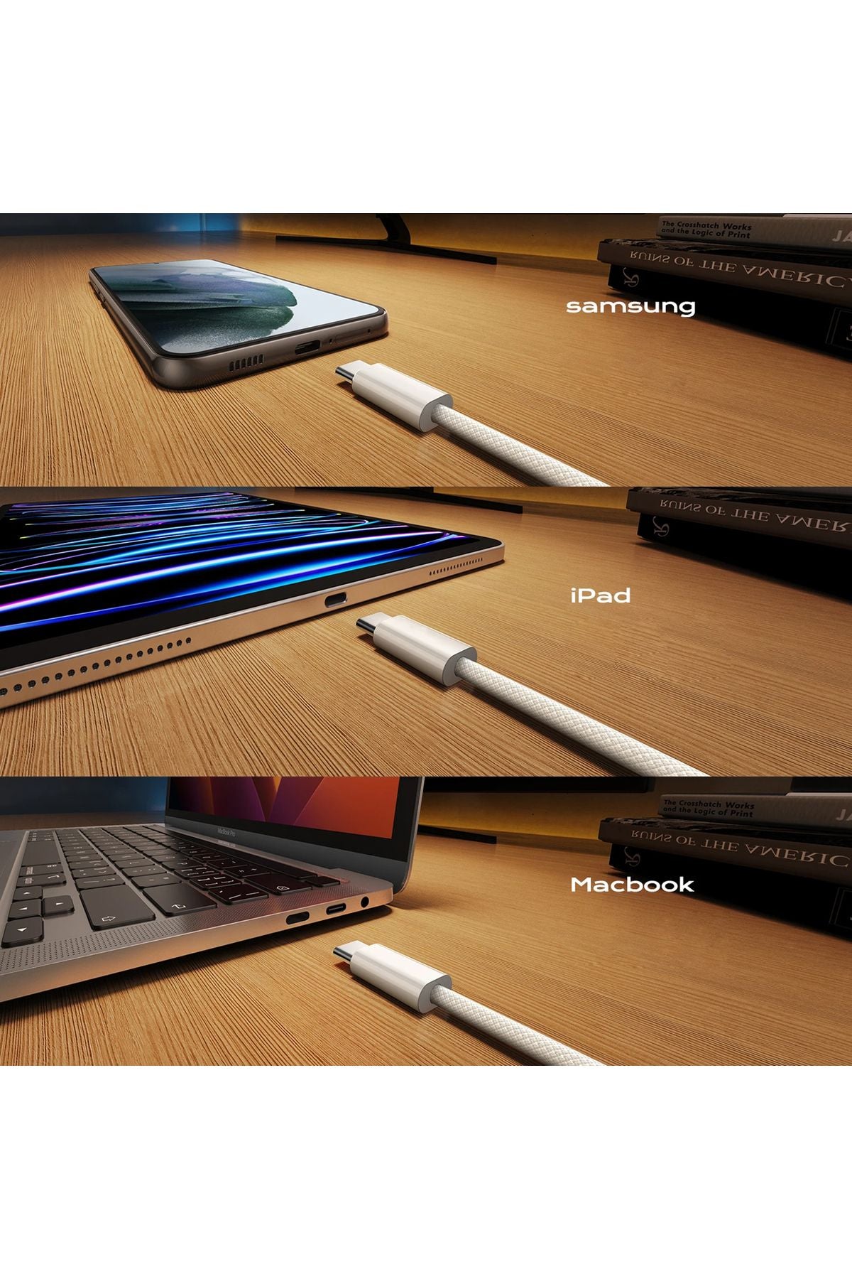 iPad Pro 11 inç 1. 2. 3. 4. Nesil Tablet Şarj Kablosu Type-C Thunderbolt 4 60W - Görsel 2