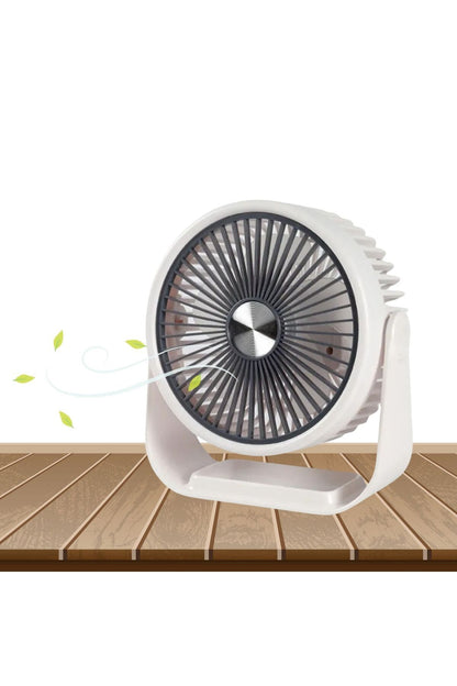 Portatif Masaüstü Şarjlı 360° Dönen Vantilatör Mini Fan Şarjlı Soğutucu 3 Kademe 1200 mAh Klima