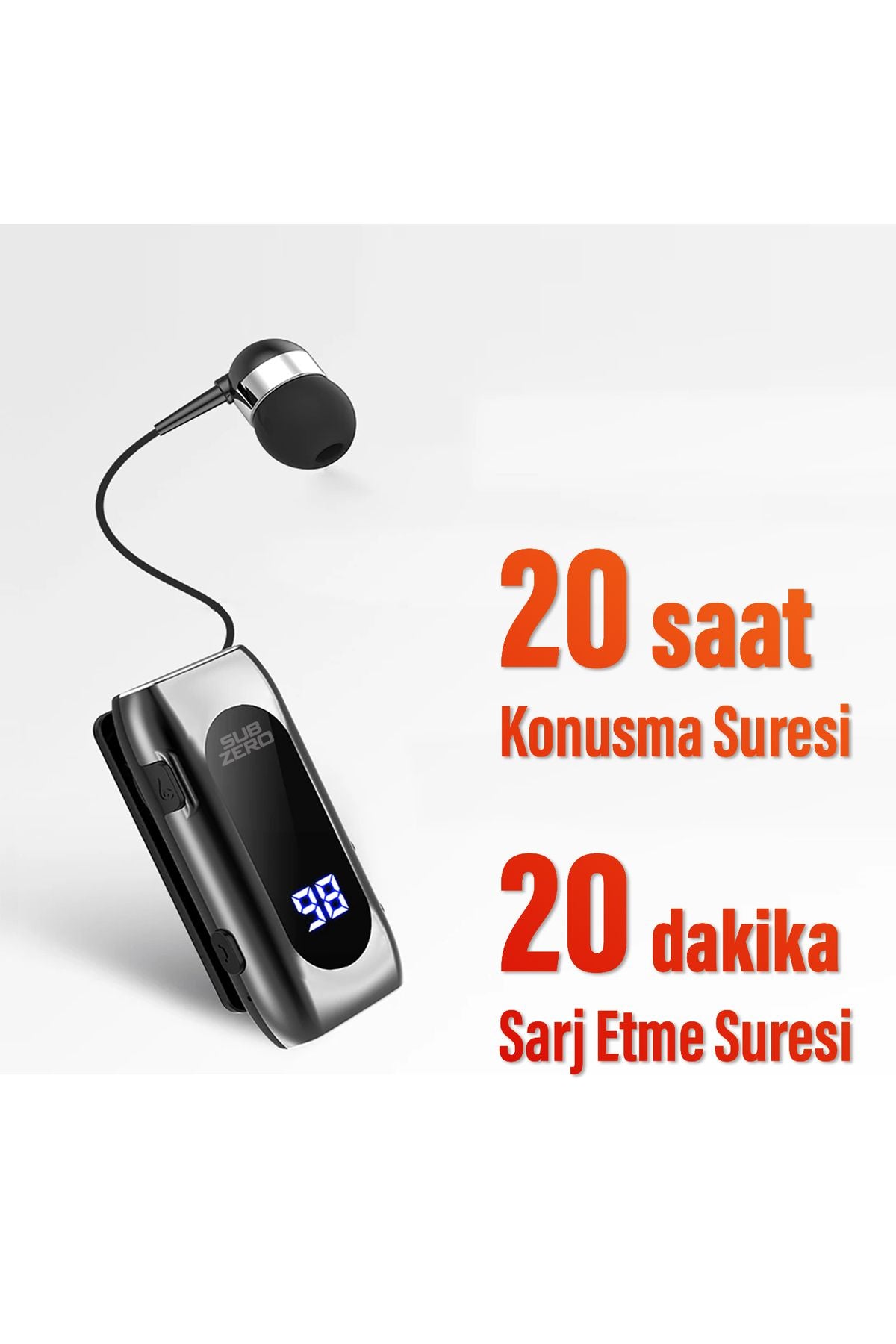 Titreşimli Makaralı Bluetooth Kulaklık Kablosuz Kulaklık Titreşimli Led Ekranlı 20 Saat