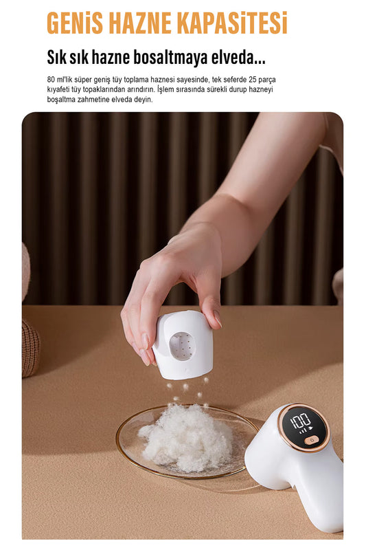 Şarjlı Tüy Toplama Tiftik Temizleme Makinesi Dijital Ekranlı 3 Kademe Kumaş Kazak Tiftik Temizleyici - Görsel 3