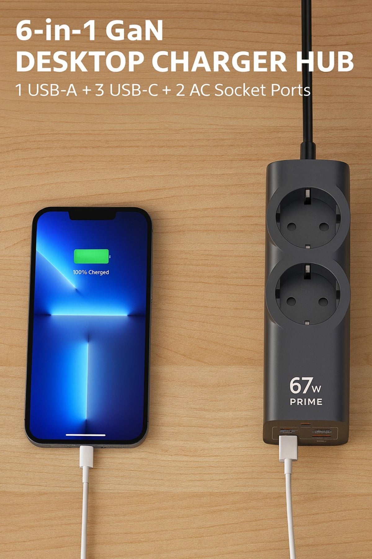 Priz + 45W Süper Hızlı - 67W Turbo Hızlı  Priz Çoklayıcı Uzatma Kablosu 1.5 metre