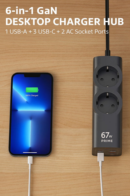 Priz + 45W Süper Hızlı - 67W Turbo Hızlı  Priz Çoklayıcı Uzatma Kablosu 1.5 metre