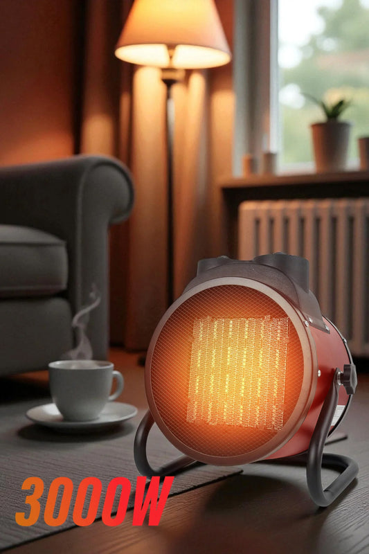 3000W Elektrikli Isıtıcı Fan - 3 Kademeli - 3 Saniyede Hızlı Isınmalı Üflemeli Fan - 45°C Isıtma