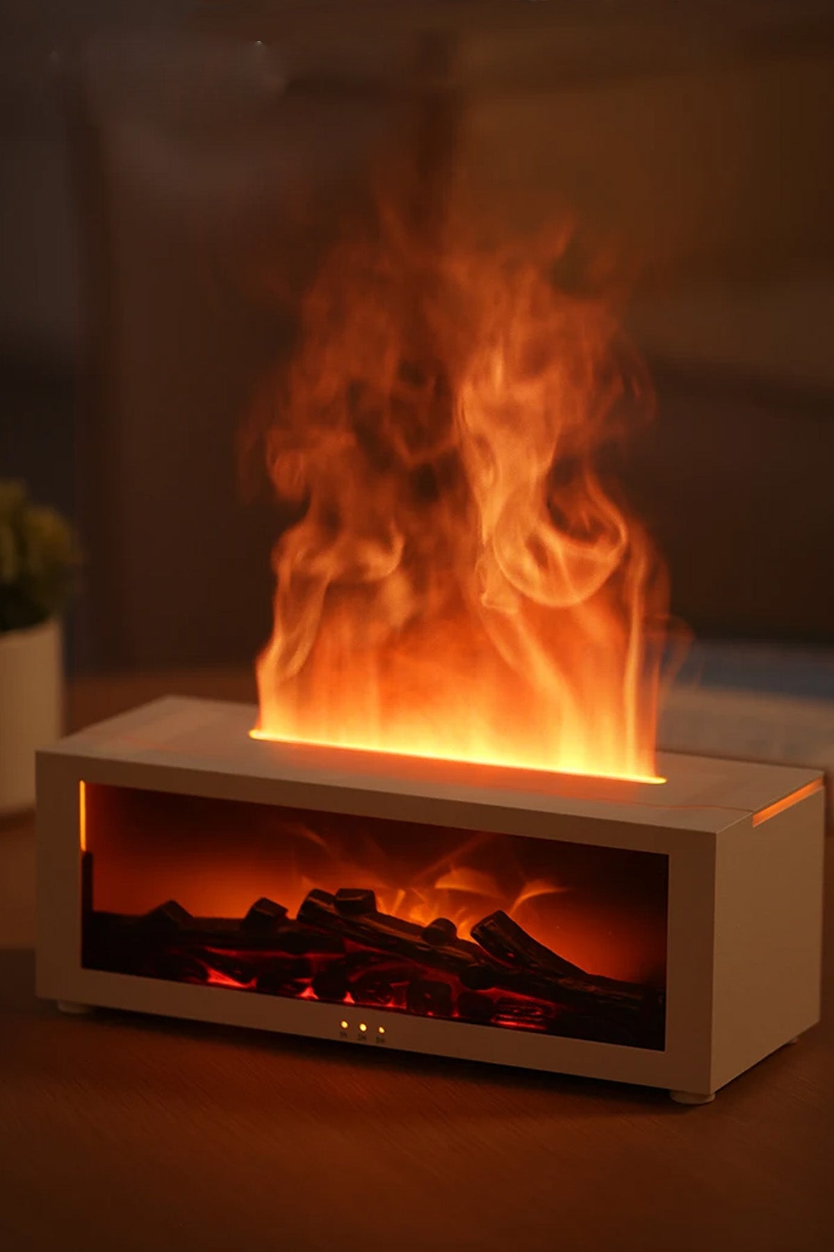 Şömine Görünümlü Alev Efektli Hava Nemlendirici 3D Alev Aroma Difüzörü Aroma Terapi Buhar Makinesi