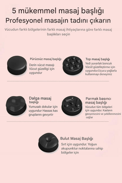 6 Kademeli Masaj Aleti 5 Başlıklı Bölgesel Vücut Şekillendirme Selülit Yağ Yakma Aleti