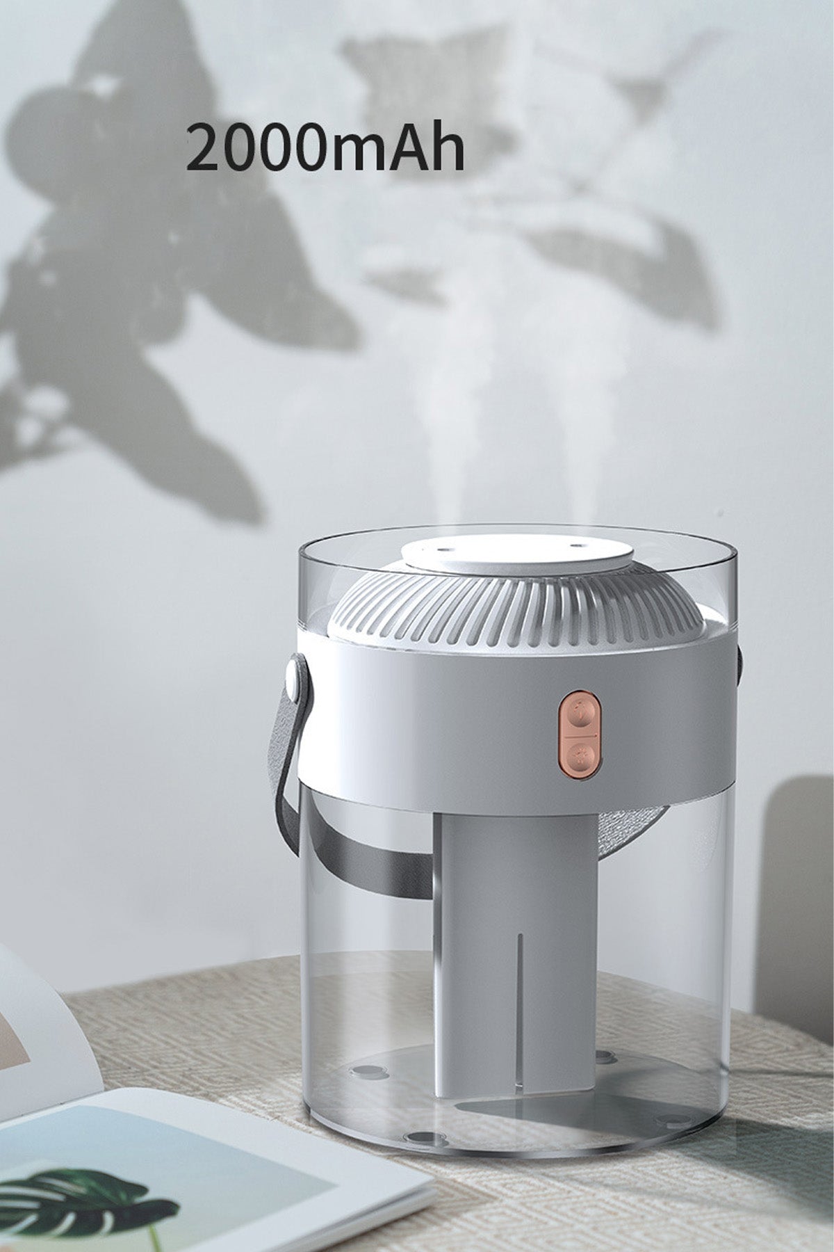 2,6L Kablosuz Hava Nemlendirici Ultrasonik Buhar Makinesi Çift Sprey Aroma Difüzörü LED Işık 2000mAh