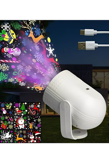 Çocuklar İçin Yılbaşı Figürlü Projeksiyon Gece Lambası LED Noel Projektör