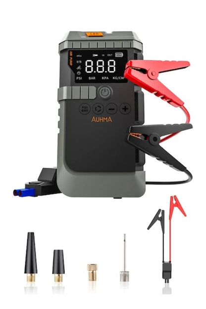 Auhma A7711 Jump Starter / Akü Takviye Cihazı | 4'ü 1 Arada Powerbank, Hava Kompresörü