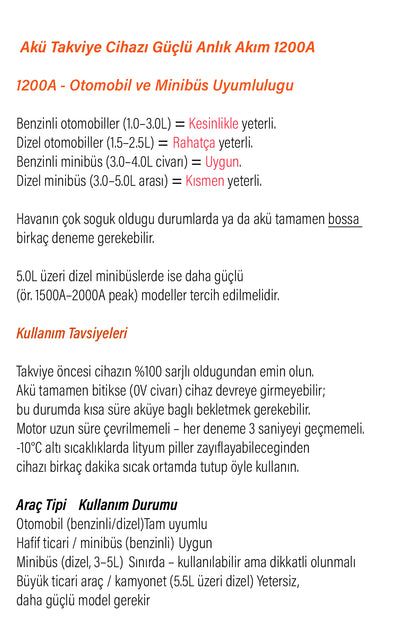 Auhma A7711 Jump Starter / Akü Takviye Cihazı | 4'ü 1 Arada Powerbank, Hava Kompresörü