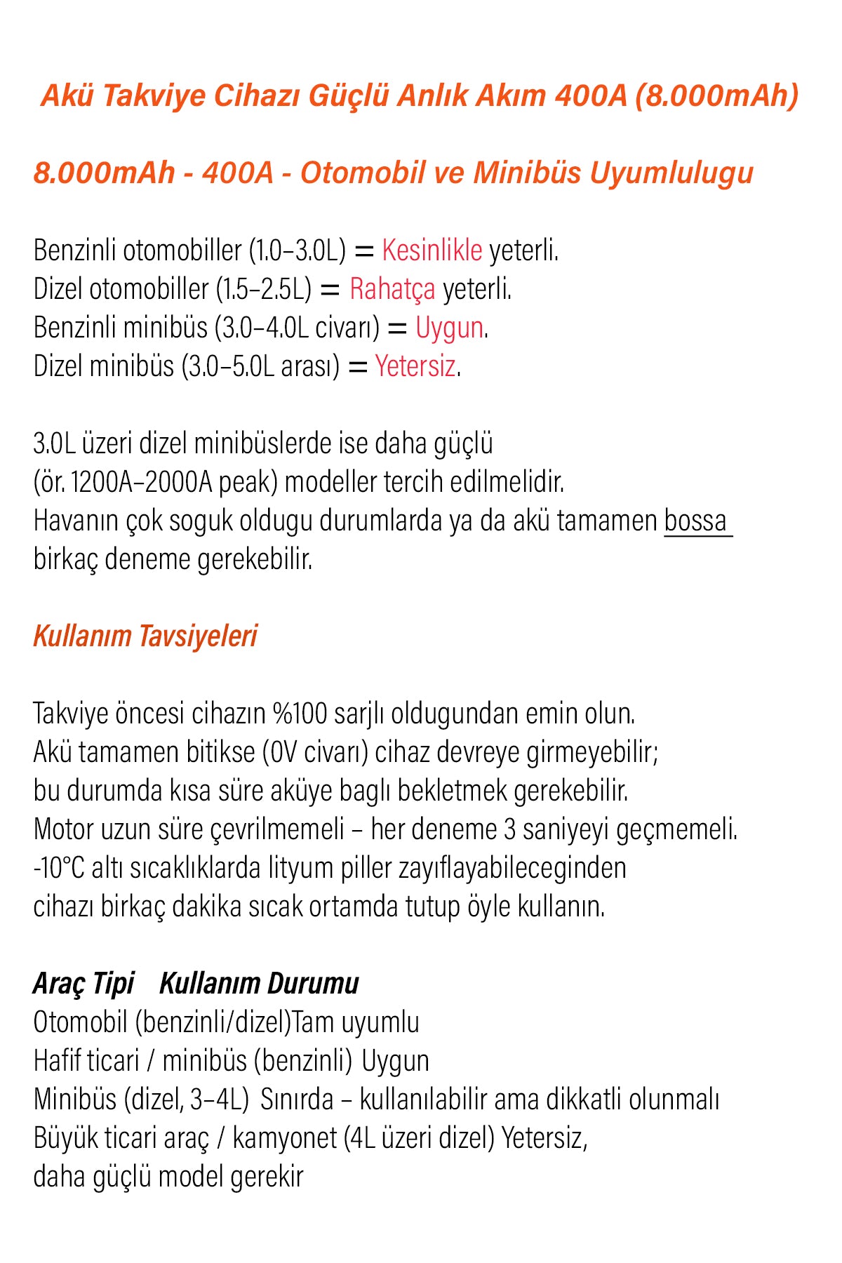 Akü Takviye Jump Starter 8000mAh Araç Marş Basma Cihazı Takviye Kompresör Lastik Şişirme Hava Pompası