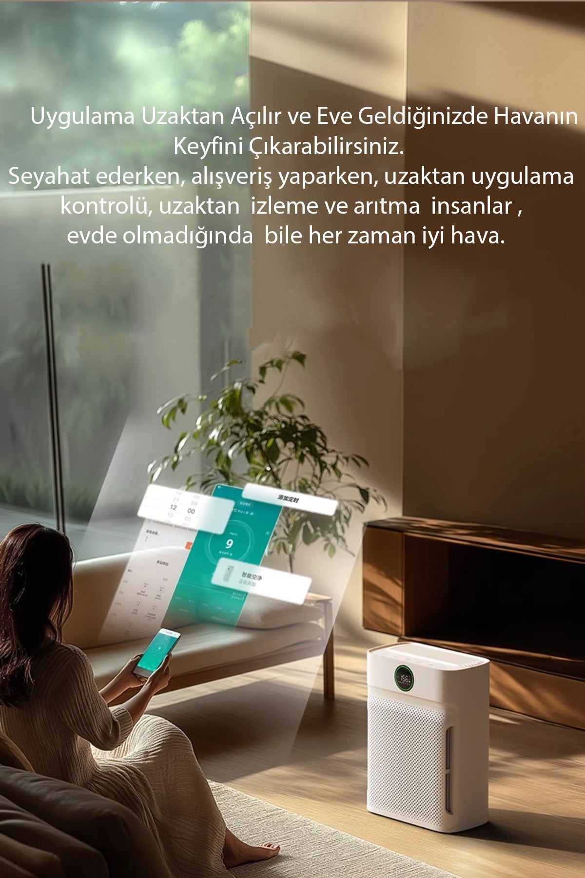 Akıllı Hava Temizleme Cihazı HEPA Karbon Hava Filtresi Duman-Hayvan-Polen-Toz Kötü Koku Giderici