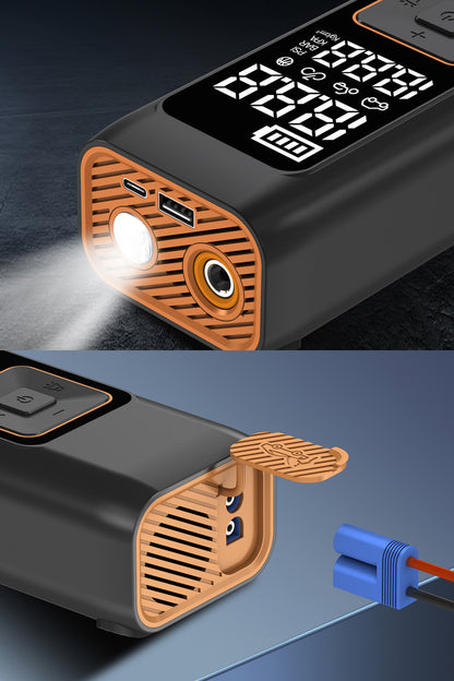 Akü Takviye Jump Starter 8000mAh Araç Marş Basma Cihazı Takviye Kompresör Lastik Şişirme Hava Pompası