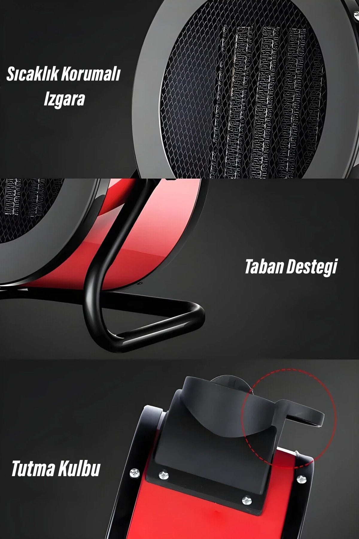 3000W Elektrikli Isıtıcı Fan - 3 Kademeli - 3 Saniyede Hızlı Isınmalı Üflemeli Fan - 45°C Isıtma