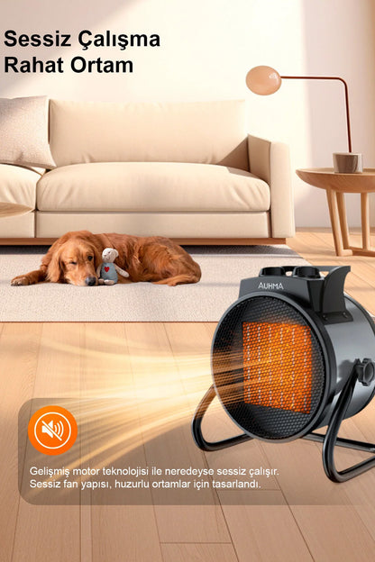 3000W Elektrikli Isıtıcı Fan - 3 Kademeli - 3 Saniyede Hızlı Isınmalı Üflemeli Fan - 45°C Isıtma