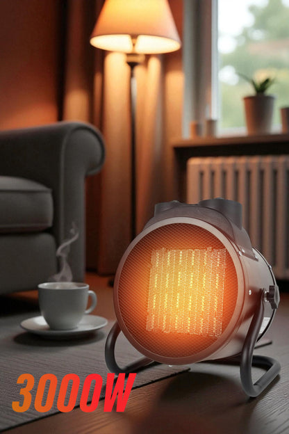 3000W Elektrikli Isıtıcı Fan - 3 Kademeli - 3 Saniyede Hızlı Isınmalı Üflemeli Fan - 45°C Isıtma