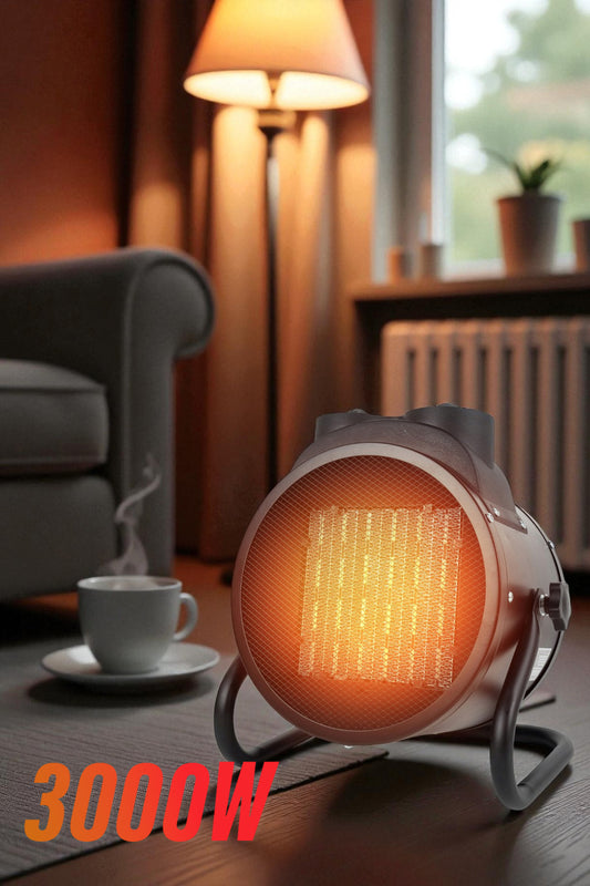 3000W Elektrikli Isıtıcı Fan - 3 Kademeli - 3 Saniyede Hızlı Isınmalı Üflemeli Fan - 45°C Isıtma