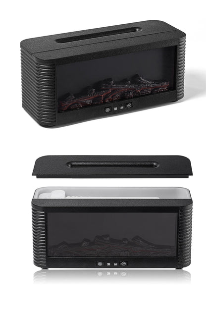 Ultrasonik Alev Efektli Şömine Görünümlü Hava Nemlendirici 3D Alev Aroma Difüzörü Buhar Makinesi