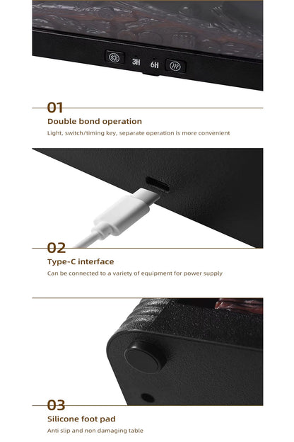 Ultrasonik Alev Efektli Şömine Görünümlü Hava Nemlendirici 3D Alev Aroma Difüzörü Buhar Makinesi