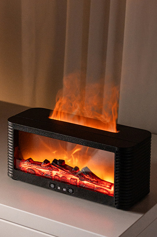 Ultrasonik Alev Efektli Şömine Görünümlü Hava Nemlendirici 3D Alev Aroma Difüzörü Buhar Makinesi
