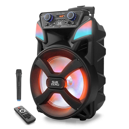 Speaker Hoparlör 12" Büyük Boy Süper Bass Şarjlı Kumandalı Mikrofonlu Subzero WR169