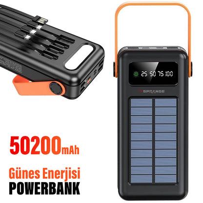 Solar Güneş Enerjisi Powerbank 50200 mAh Fener Lambalı