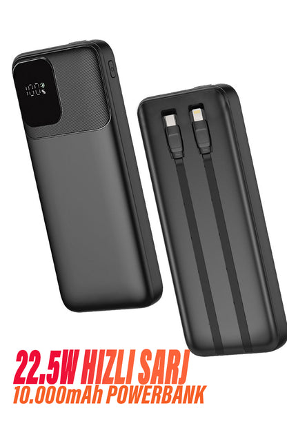 Hızlı Şarj Powerbank Type - C Ligtning 22.5W Hızlı Şarj Kendinden Kablolu