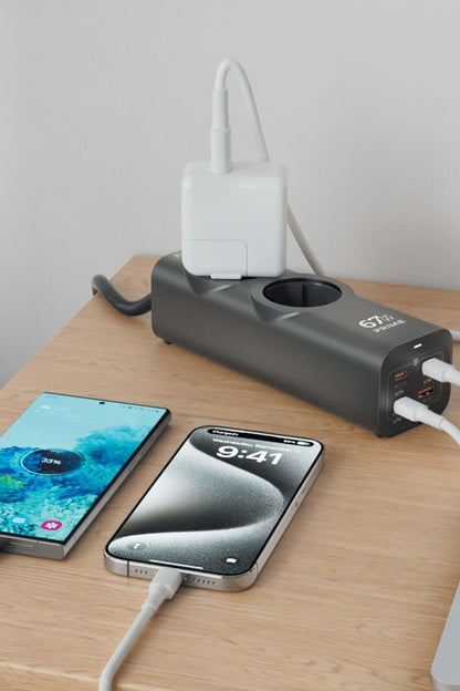 Priz + 45W Süper Hızlı - 67W Turbo Hızlı  Priz Çoklayıcı Uzatma Kablosu 1.5 metre