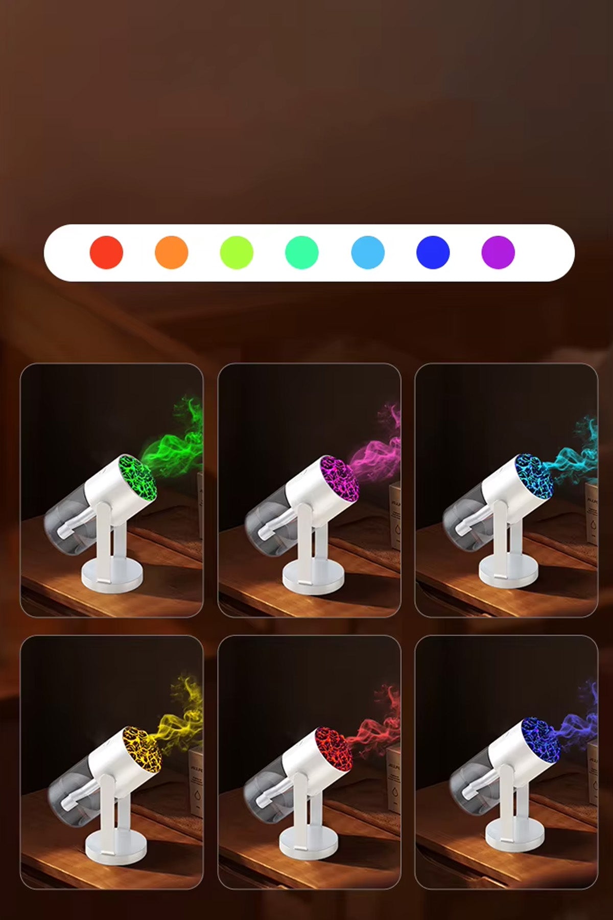 Volkanik Ultrasonik Hava Nemlendirici Led Işıklı Buhar Makinası Araç - Ev Aroma Difüzörü 280ml