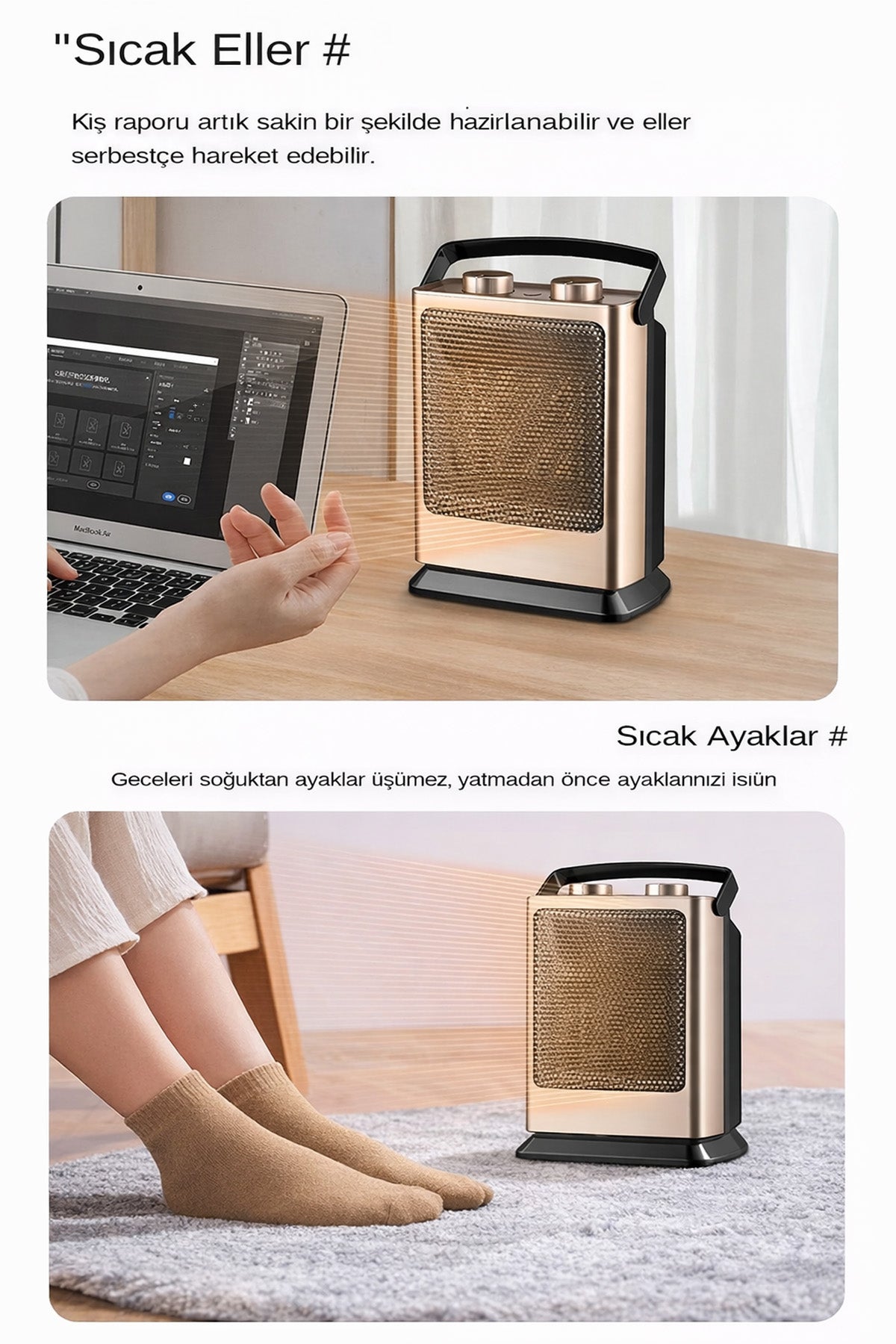 1500W Fanlı Isıtıcı 3 Kademe Üflemeli Fan Salınımlı Ev Tip Elektrikli Isıtıcı Fan Devrilme Emniyetli