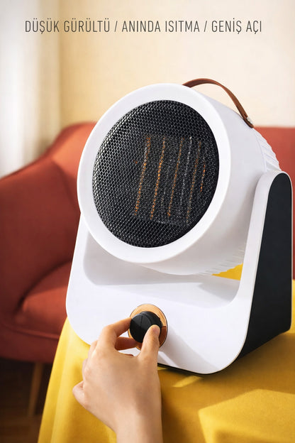 Masaüstü 1500W Fanlı Isıtıcı 90° Ayarlanabilir Başlıklı Kademeli Ev Tipi Elektrikli Isıtıcı Fan