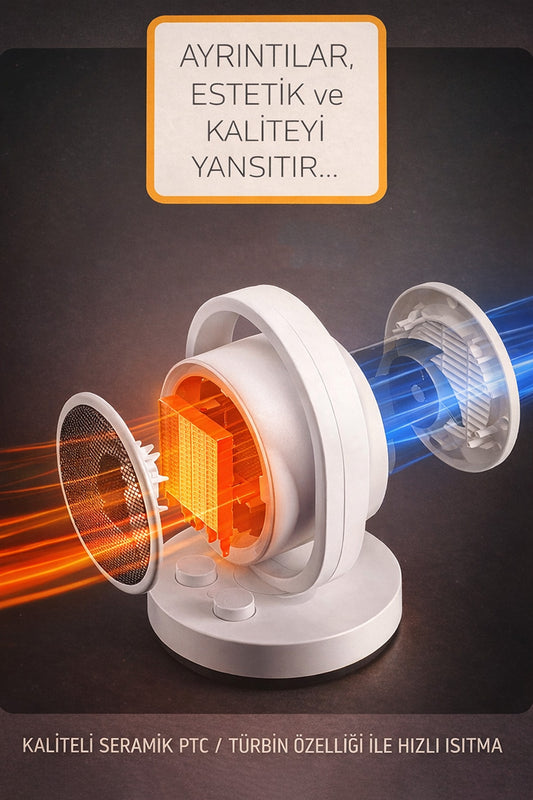 SUBZERO 1500W Fanlı Isıtıcı 120° Ayarlanabilir 3 Kademeli Sıcak-Soğuk Üfleme Elektrikli Isıtıcı